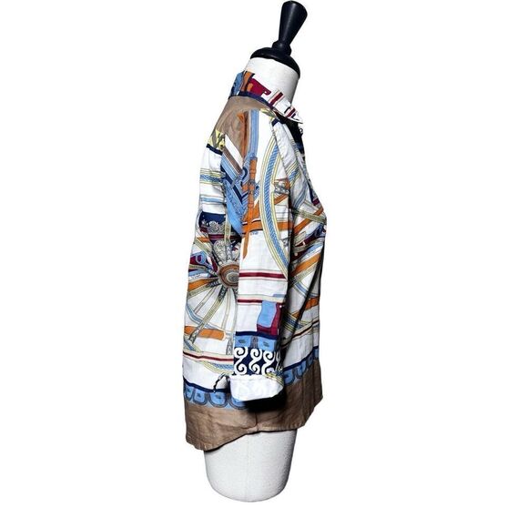 Tizzie Nautical Print 3/4 Sleeve Button Down Size XS - Picture 2 of 4